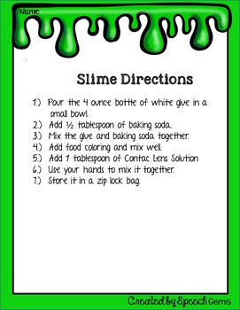 Making Slime to Target Speech and Language Skills FREE by Speech Gems