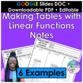Making Tables with Linear Functions Notes