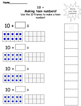 Making Teen Numbers (+10) by Madeline Fodero | TPT