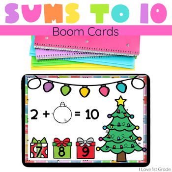 Preview of Making Ten Christmas Activities Boom Learning 1st Grade Math