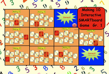 Preview of Making Ten: Interactive SMARTboard Game for Gr. 1