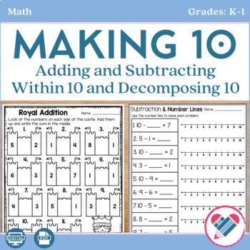 Preview of Making Ten and Adding and Subtracting Within 10 - PDF and Digital