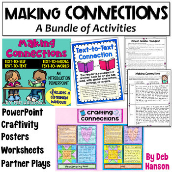Preview of Making Text Connections Bundle: Practice Worksheets, PowerPoint, Craft Activity