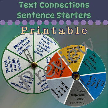 Preview of Reading Comprehension Text Connections Sentence Starters
