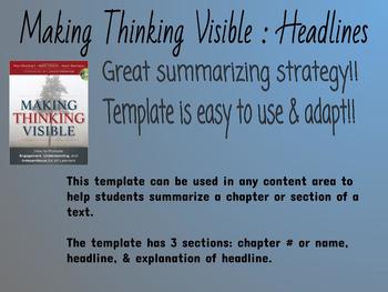 Preview of Making Thinking Visible - Headlines Template