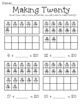 Making Twenty Snowmen Worksheet by MissLaRocksLearners | TPT