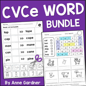 Preview of Long Vowel Silent E CVCe Word Search and Find Puzzles Plus Making Words Practice