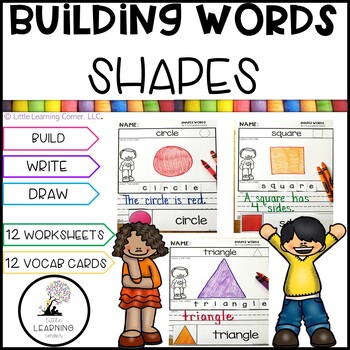 Preview of Building Words SHAPES | Kindergarten Writing Vocabulary Center 2D Shape Cards