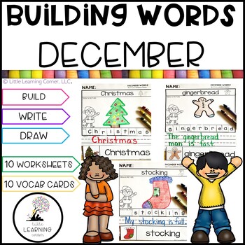 Preview of Building Words DECEMBER | Kindergarten Writing and Vocabulary Center Christmas