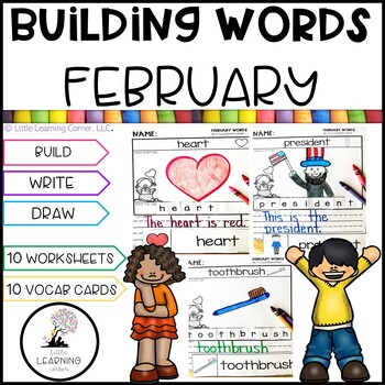 Preview of Building Words FEBRUARY | Kindergarten Writing and Vocabulary Center