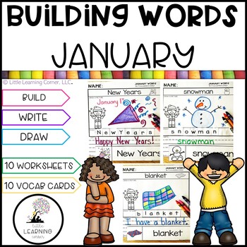 Preview of Building Words JANUARY | Kindergarten Writing and Vocabulary Center Winter