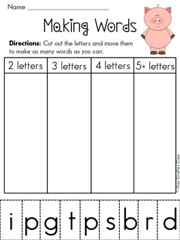 Preview of Building Words Literacy Station (Making Words First Grade Morning Work for Year)