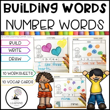 Preview of Building Words NUMBER WORDS | Kindergarten Writing Math Vocabulary Center