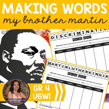 Preview of Making Words Phonics Center | Word Work Activities for My Brother Martin