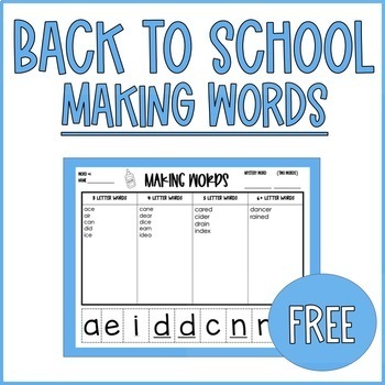 Preview of Making Words- (Spelling, Vocabulary & Phonics Review)- Back to School FREE