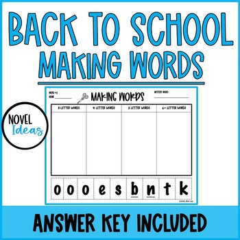 Preview of Making Words- Word Work (Spelling, Vocabulary & Phonics Review)- Back to School