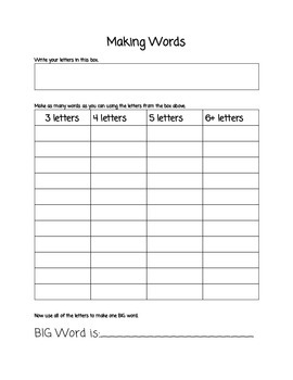 Making Words Worksheets Teachers Pay Teachers