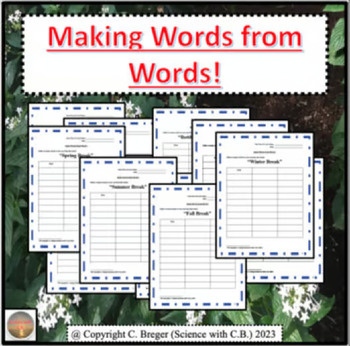 Preview of Making Words from Words Bundle! (Holidays, Animals, Wonders, & More)