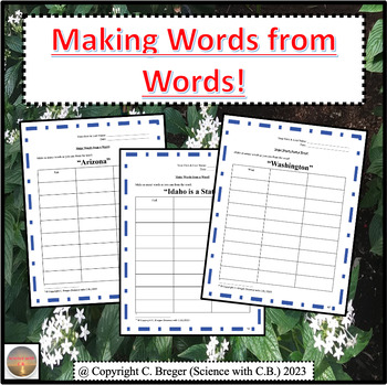 Preview of Making Words from Words Bundle! (Science, Disasters, United States, & More)