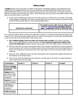 Preview of Making a Budget (Distance Learning)