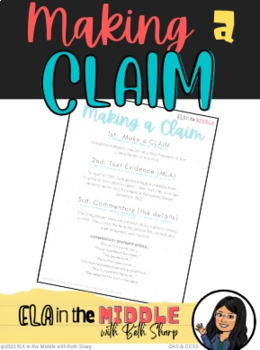 Preview of Making a Claim - Anchor Chart