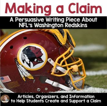 Preview of Making a Claim/Opinion Writing- NFL Redskins Controversy- Grades 3-5