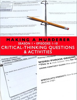 Preview of Making a Murderer Episodes 1-10 Critical Thinking Questions