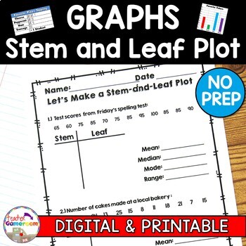 Preview of Making a Stem and Leaf Plot with Mean, Mode, Median, Range Worksheets