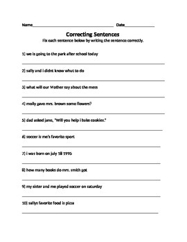 Preview of Making and Correcting Sentences