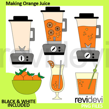 Preview of Making orange juice clip art (blending, blender clipart)