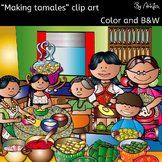 Making tamales clip art set- Color/ black&white- 39 items!