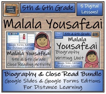 Preview of Malala Yousafzai Biography & Close Read Bundle Digital & Print | 5th & 6th Grade
