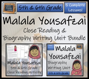 Preview of Malala Yousafzai Close Reading & Biography Bundle | 5th Grade & 6th Grade