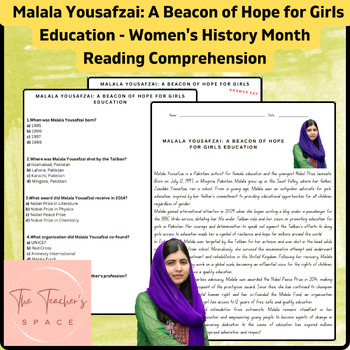 Preview of Malala Yousafzai: A Beacon of Hope for Girls Education - Reading Comprehension