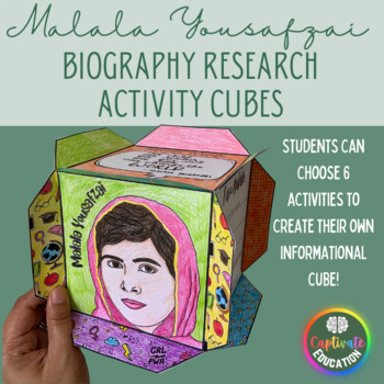 Preview of Malala Yousafzai Biography Research Activity Cubes Women's History Month