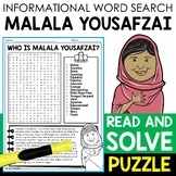 Malala Yousafzai Biography Word Search Puzzle Women's Hist