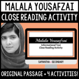 Malala Yousafzai Informational Text Close Reading Activities