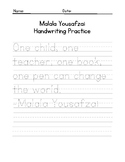 Malala Yousafzai Quote Handwriting Practice
