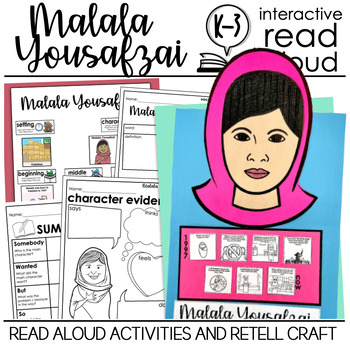 Preview of Malala Yousafzai Timeline Craft Interactive Read Aloud Activity Women's History