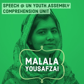 Preview of Malala Yousafzai UN Speech Activity Women's History & Int'l Women's Day QR Code
