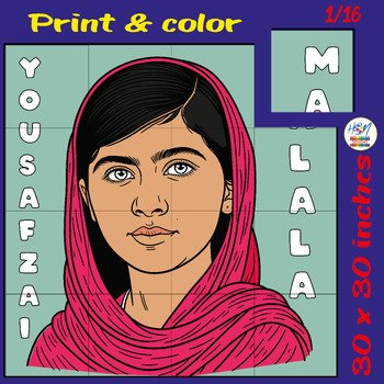 Preview of Malala Yousafzai: Voice of Resilience Collaborative Coloring Poster Activities