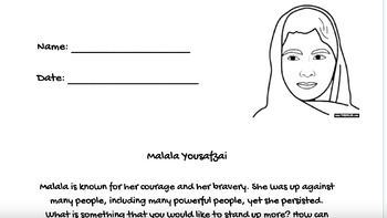 Preview of Malala Yousafzai Worksheet