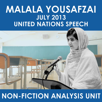Preview of Malala Yousafzai's July 2013 UN Speech || Exploration Pack w/ 80+ Pages!
