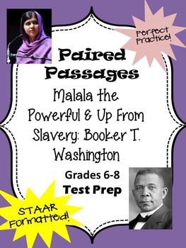 Preview of Paired Passages "Malala the Powerful" & "Up From Slavery"