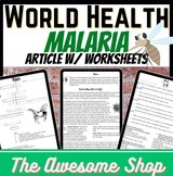 Malaria Article W/ Worksheets for High School Health &  Wo