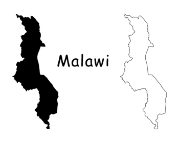 Preview of Malawi Country Map - Black & White, Solid & Outline Maps JPG SVG PNG PDF EPS AI