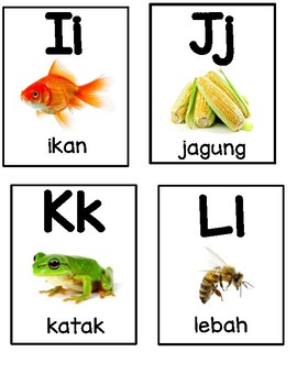 Malay Alphabet Flashcards - Kad Imbas (Abjad) by Nira Rapid | TPT