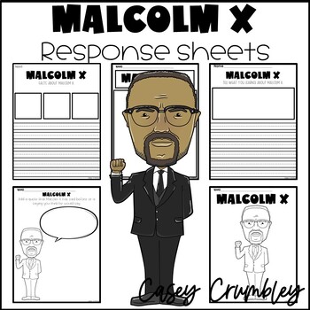 Preview of Malcolm X Black History Response Writing Coloring Drawing Sheets