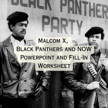 Preview of Malcolm X, Black Panthers and NOW Power Point and Fill-in Worksheet