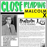 Malcolm X Close Reading | 3rd-6th Grade | Black History Month